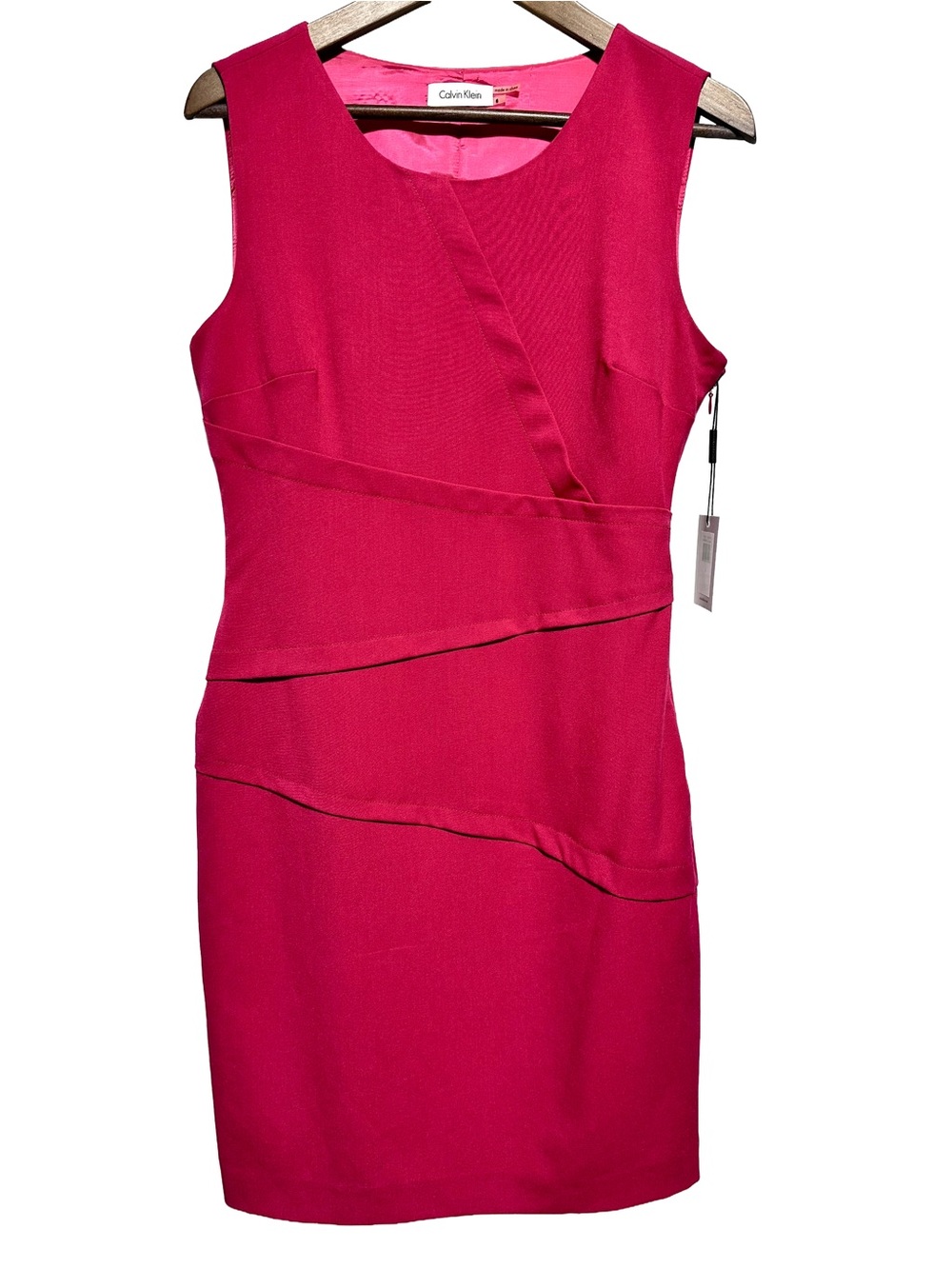 Calvin Klein Begonia Pink Asymmetrical Sheath Cocktail Dress NWT Size 6